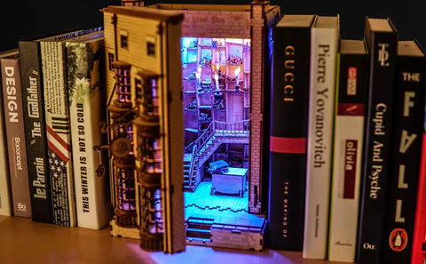 DIY Book Nook Kit : Puzzle 3D en Bois Bibliothèque avec Meubles et