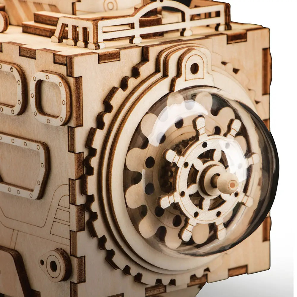 Rompecabezas 3D de madera Vehículo Espacial Caja de Música Mecánica