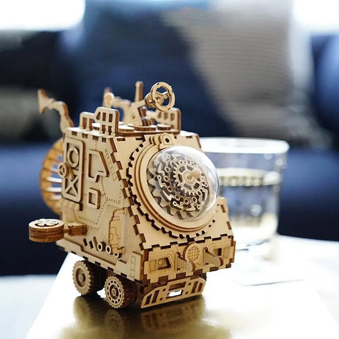 Puzzle 3D Bois Véhicule Spatial Boîte à Musique Mécanique