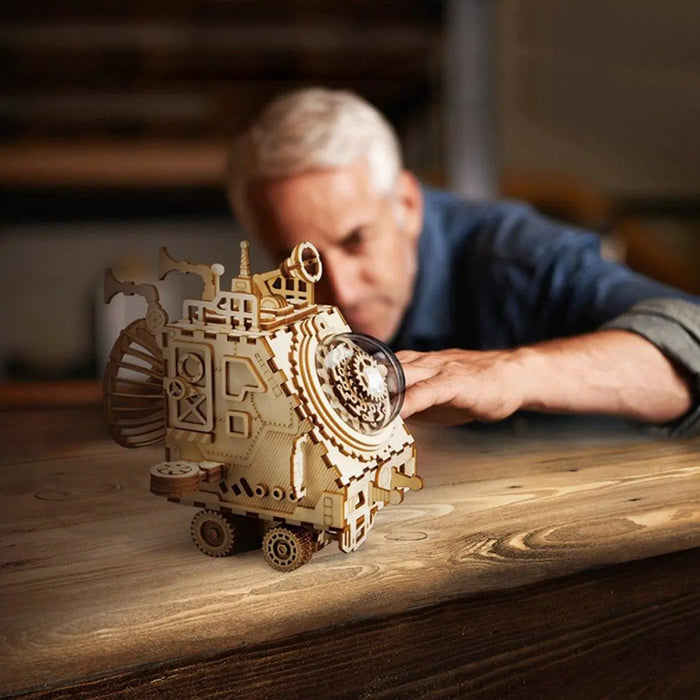Puzzle 3D Bois Véhicule Spatial Boîte à Musique Mécanique
