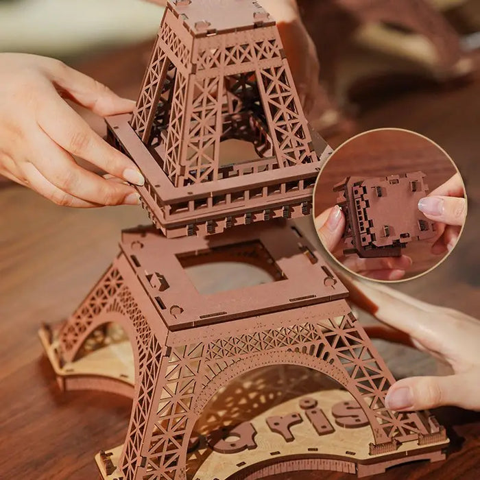 Puzzle 3D Bois Tour Eiffel Lumineuse