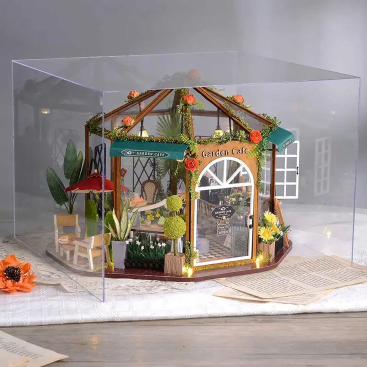 ROWOUD Mini Maison Café DIY - Kit Construction Adulte | Maquette Bois Détaillée Avec Éclairage | Cadeau Créatif Unique