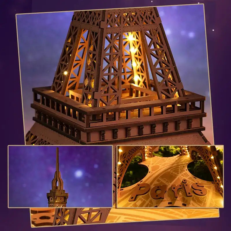Puzzle 3D Bois Tour Eiffel Lumineuse