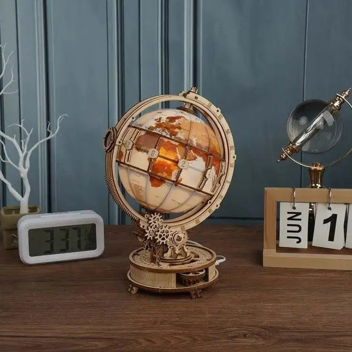 Puzzle 3D Bois Globe Terrestre Lumineux