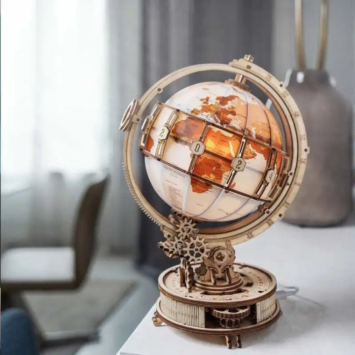 Puzzle 3D Bois Globe Terrestre Lumineux